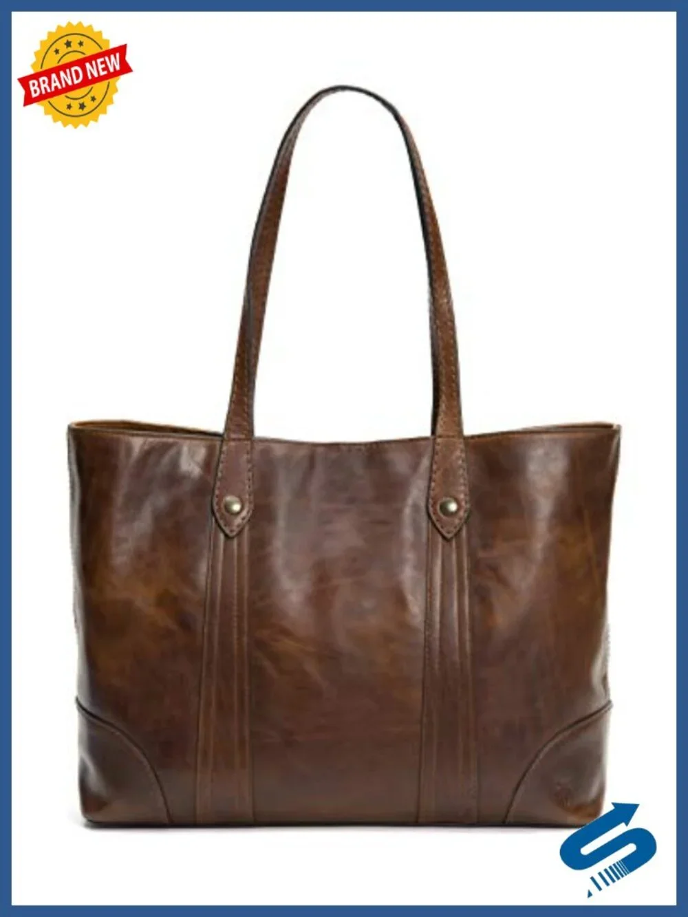 Stylish Large Leather Tote Bag with Adjustable Strap & Pockets